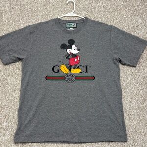 Gucci Gray T-Shirt with Mickey Mouse Graphic